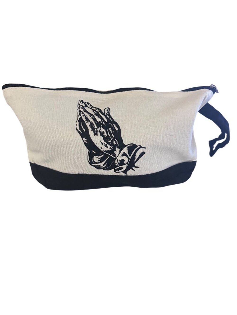 Silkfly zipper pouch black praying hands travel Church pencil case bag